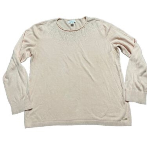 Calvin Klein Womens Pale Pink Sweater With Rhinestone Collar Detail Size XL - Picture 1 of 7
